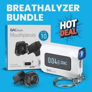 BACtrack C6 Keychain Breathalyzer + 10 Mouthpieces Bundle