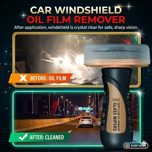 Windshield Oil Film Eraser Wand - All-in-One Pro Kit with Glass Cleaning Emulsion Formula and Sponge - The Ultimate Streak-Free Solution to Prep for Rain Repellents