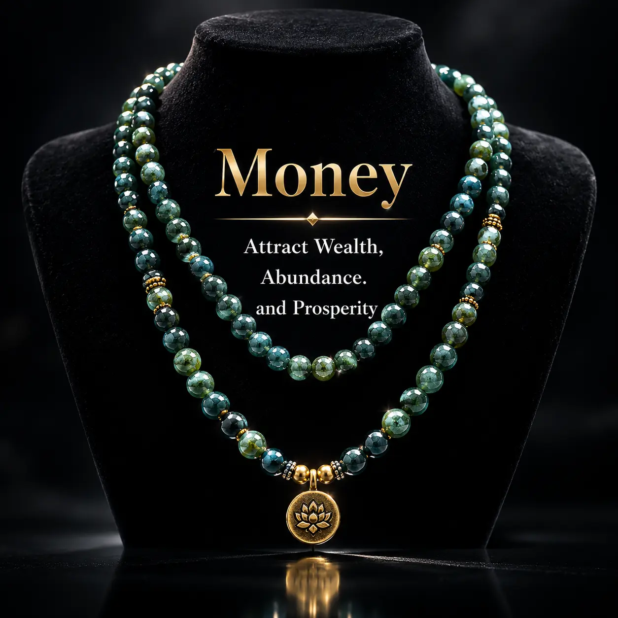 8mm Green Moss Agate Gemstone Healing Crystal Stone 108 Mala Beads Money Attraction Necklace Long Beaded Wrap Bracelets Genuine Gemstone Mala Prayer Beads Lotus Buddha Charm Yoga Meditation Necklace Ideal Gift Jewelry , Lotus Pendant, Long Chain summerwin