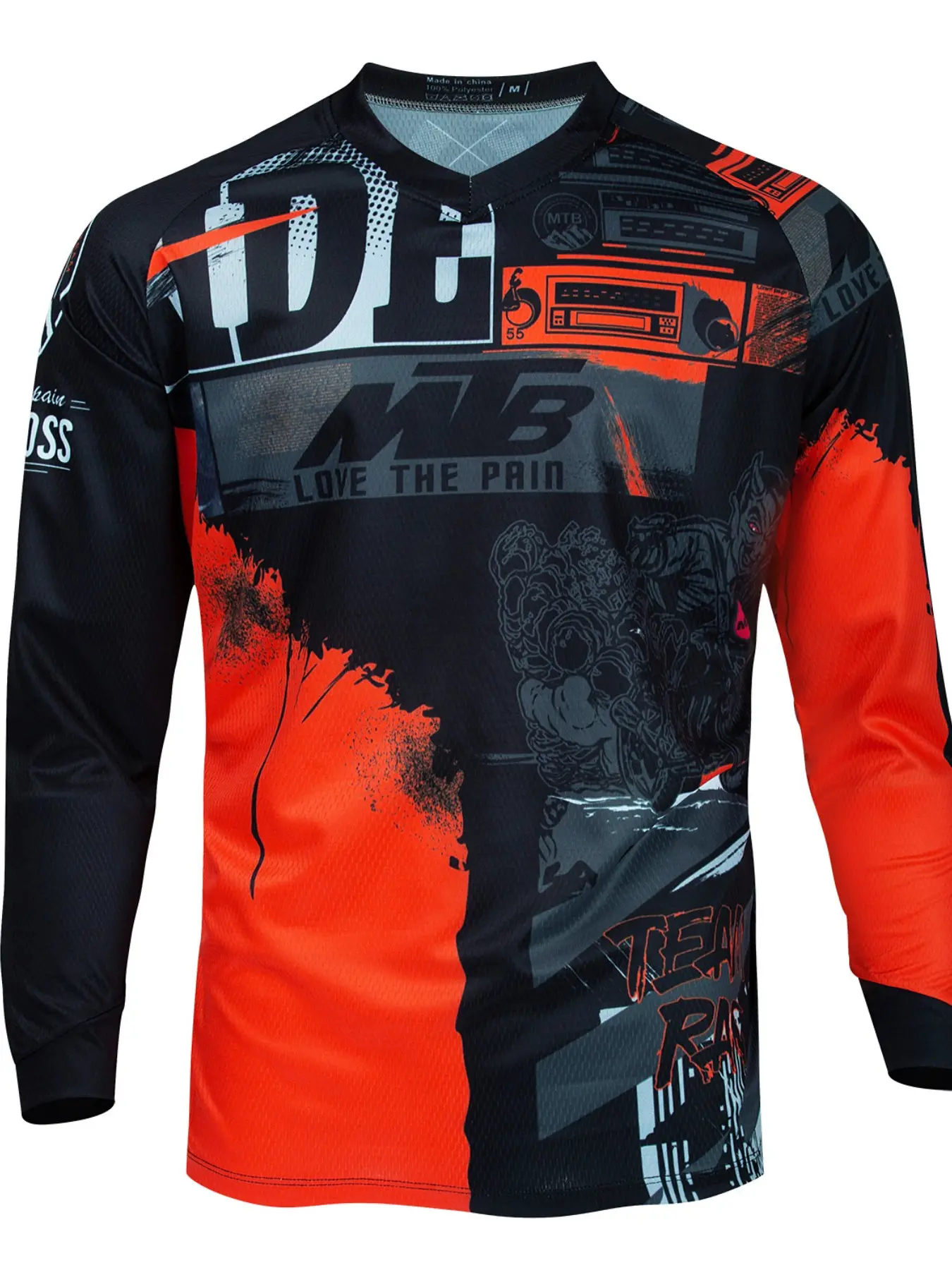 Men's Long Sleeve Downhill MTB Cycling Jersey, Breathable & Durable, Graphic Print, Mountain Bike Racing Shirt