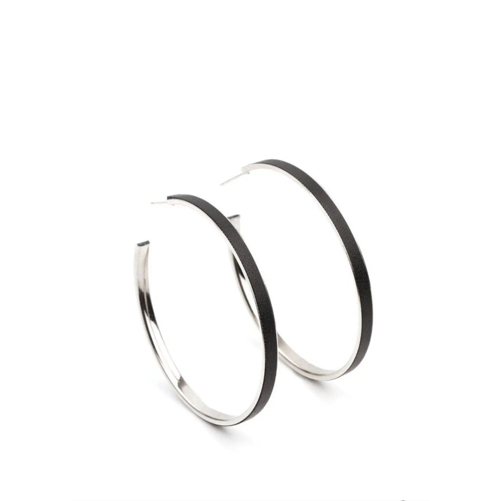 "Fearless Flavor" Black Leather Hoop Earrings