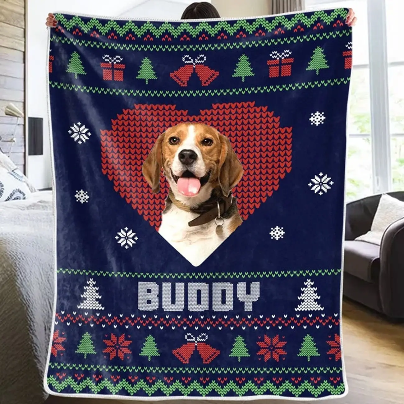 Custom Photo Christmas Love Has Four Paws - Dog & Cat Personalized Custom Flannel Blanket- Christmas Gift For Pet Owners, Pet Lovers