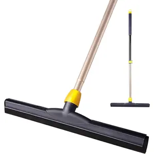 Floor squeegee brush with adjustable telescopic handle, heavy-duty household broom with EVA foam brush head, suitable for foam cleaning of garages, courtyards, shower rooms, bathroom floors, marble, and glass tiles