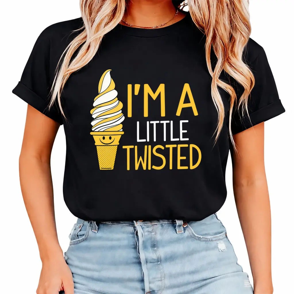 Funny "I'm A Little Twisted" Ice Cream Cone Graphic Tee - Soft Breathable Cotton Shirt for Men & Women - Lightweight Everyday & Halloween Costume - Perfect Gift for Ice Cream Lovers, Casual Wear