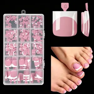 BERRY PINK French Tip Toe Nail Press on Sharp Square – DIY Self-Adhesive Nail Wraps for Pedicure, Long-Lasting Manicure Decals, Berry Pink Full Cover Acrylic for DIY 15 Sizes 180pcs, Spring Back to school Nail