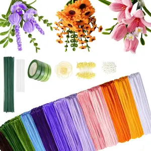 800pcs Practical Piper Knotting Set, Piper Flower Arrangement Set, DIY Flower - 800 pipe cleaners, 13 colors for bouquets, ideal gift for birthdays and anniversaries.