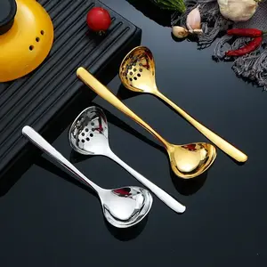 Stainless Steel Long Handle Soup Spoon, 1 Count Korean Style Large Capacity Ramen Noodle Spoon, Thickened Soup Spoon, Kitchen Utensils for Home, Korean Spoons