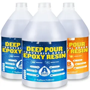 Deep Pour Epoxy  3 Gallon, Industrial Grade,  Clear Epoxy  Kit for 2-4" Depths, 2:1  Safe Casting  for DIY Craft,River Table,,Bar Tops,Countertops