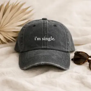 "I'm Single" Funny Baseball Cap | Sarcastic Statement Hat for Men & Women | Unisex Vintage Washed Cotton Dad Hat | Single Life Gift