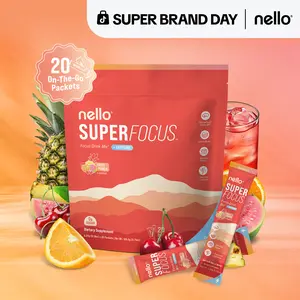 Nello Superfocus – Nootropic Drink Mix with Lion’s Mane, Rhodiola & Alpha-GPC – Supports Memory, Brain Health & Mental Stamina, Enhances Clarity & Sharpness, Helps Fight Brain Fog – Travel Packets (20 Servings) Healthcare Convenient