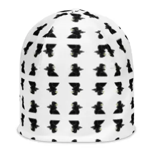 All-Over Crow Print Knit Beanie Hat Unisex