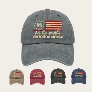 1pc Retro Washed Printted U.S. 250th Anniversary 250 Years Freedoms 1776-2026 Baseball Hats,suitable for Daily Wear Parties