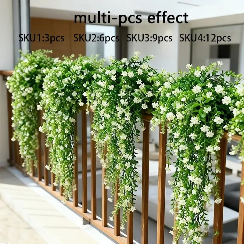 Artificial hanging eucalyptus ivy vines for indoor/outdoor decoration, Indoor Plants Decor, Fake Hanging Plant, realistic plastic greenery, maintenance-free, suitable for home, weddings, porches, gardens, Thanksgiving, Halloween, Christmas