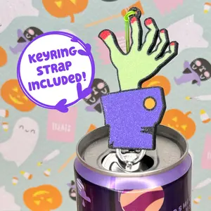 Tab Buddies Zombie Hand Soda Can Tab Opener with Keychain strap - Unique Accessibility Halloween Grave Present Gift for sore hands, arthritis, therapy