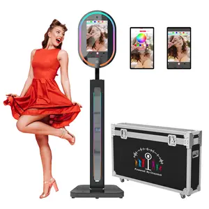 MWE Mirror Photo Booth with 15.6" Touch Screen, 1200W Selfie Camera Window System Photobooth Machine for Christmas Wedding Party
