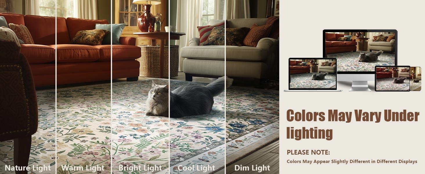 palohom Washable Rugs for Living Room Non Slip Low Pile Non Shedding Lightweight Soft Faux Wool Carpet Floral Area Rug for Bedroom Kitchen Dining Room Under Table Rug Runners for Hallway Entryway Farmhouse Stain Resistant Easy Care Indoor Home Decor