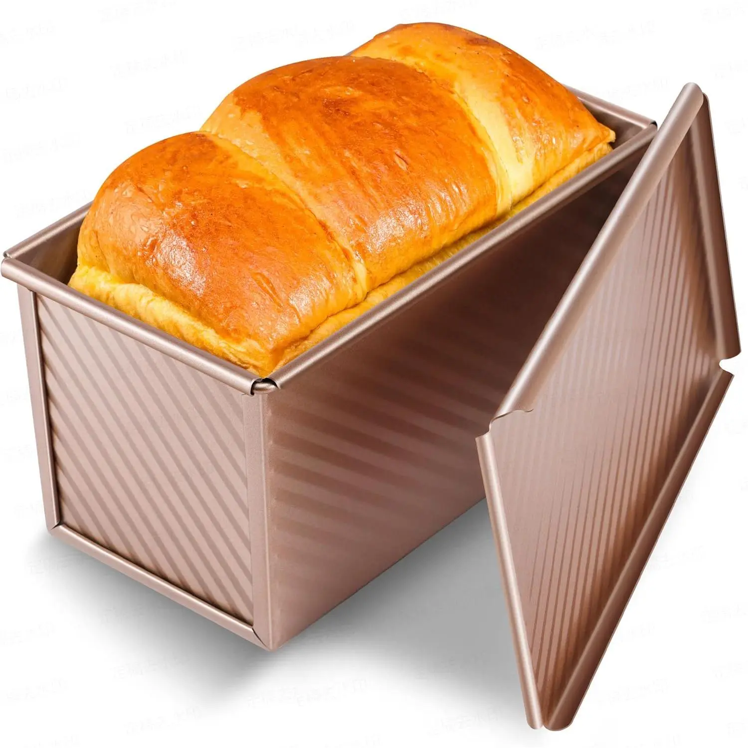 1 lb Nonstick Rectangular Pullman Loaf Pan with Lid - Heavy-Duty Carbon Steel Corrugated Baking Tin for Oven, Traditional Homemade Bread, Bakers' Kitchenware Bakeware