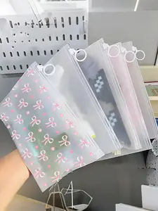 Large Bow Pattern Reusable Eva Zipper Bags, Waterproof & Translucent Design, Ideal for Organizing Clothes & Accessories, Space Saving Bags, Zipper Pouches