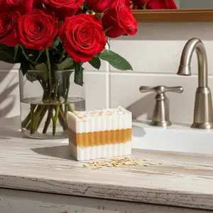 Golden Oat Oatmilk & Honey Soap - 5 oz Handcrafted Bar with Colloidal Oats & Honey for Gentle Skin Soothing