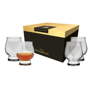 Libbey Signature Kentucky Bourbon Trail Whiskey Tasting Glasses, 8-Ounce, Set of 4, Made in USA, Laser Etched Logo, Stackable, Dishwasher Safe, Gift Box