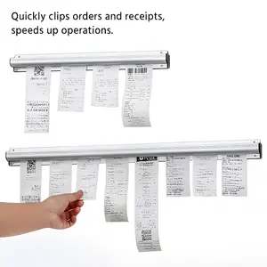 Restaurant takeout receipt clip - Adjustable receipt clip - Kitchen/cafe/office organization and storage - 2-in-1 space-saving design for receipt management - Compatible with thermal paper, coupons, and order slips - Durable material and compact clip.