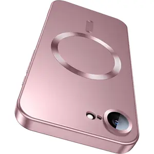 Magnetic for iPhone 16e / 17e Protective Case [Compatible with MagSafe][Built-in Camera Lens Protector] Slim Soft Silicone Bumper Shockproof Metallic Luster Protection 17e Phone Case Cover (Gray), Casing