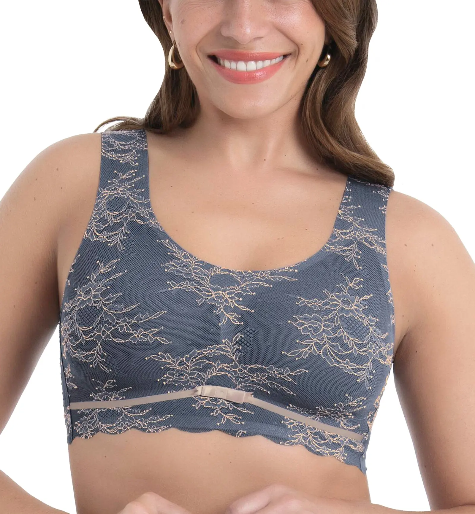 Anita Essentials Lace Lightly Padded Bralette (5400) - Grey/Rose