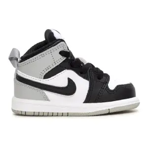 Toddler's Jordan 1 Mid White/Black-LT Smoke Grey (DQ8425 101)