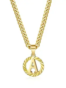 Letter Necklace, 14k Gold Plated Pendant, Round Cutout Capital Letter Cuban Chain, Unisex Jewelry, Suitable for All Styles, Statement Necklace, Necklace Gift