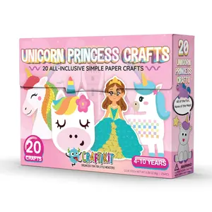 Craftikit 20 Crafts in a Box - 20 Simple Paper Crafts for Kids Ages 3-8 - Arts and Crafts Kit with Envelopes Glue Stick Tape - Low Mess Easy to Complete Fun for Creativity & Fine Motor Skills