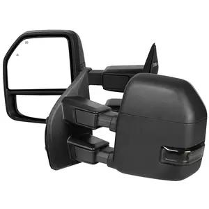 2017-2019 F-250 / F-350 / F-450 / F-550 Super Duty Power Adjustable, Heated, BSM, ATS, & Manual Extendable Towing Mirrors w/ Smoke Lens LED Turn Signal, Clearance, & Auxiliary Lights