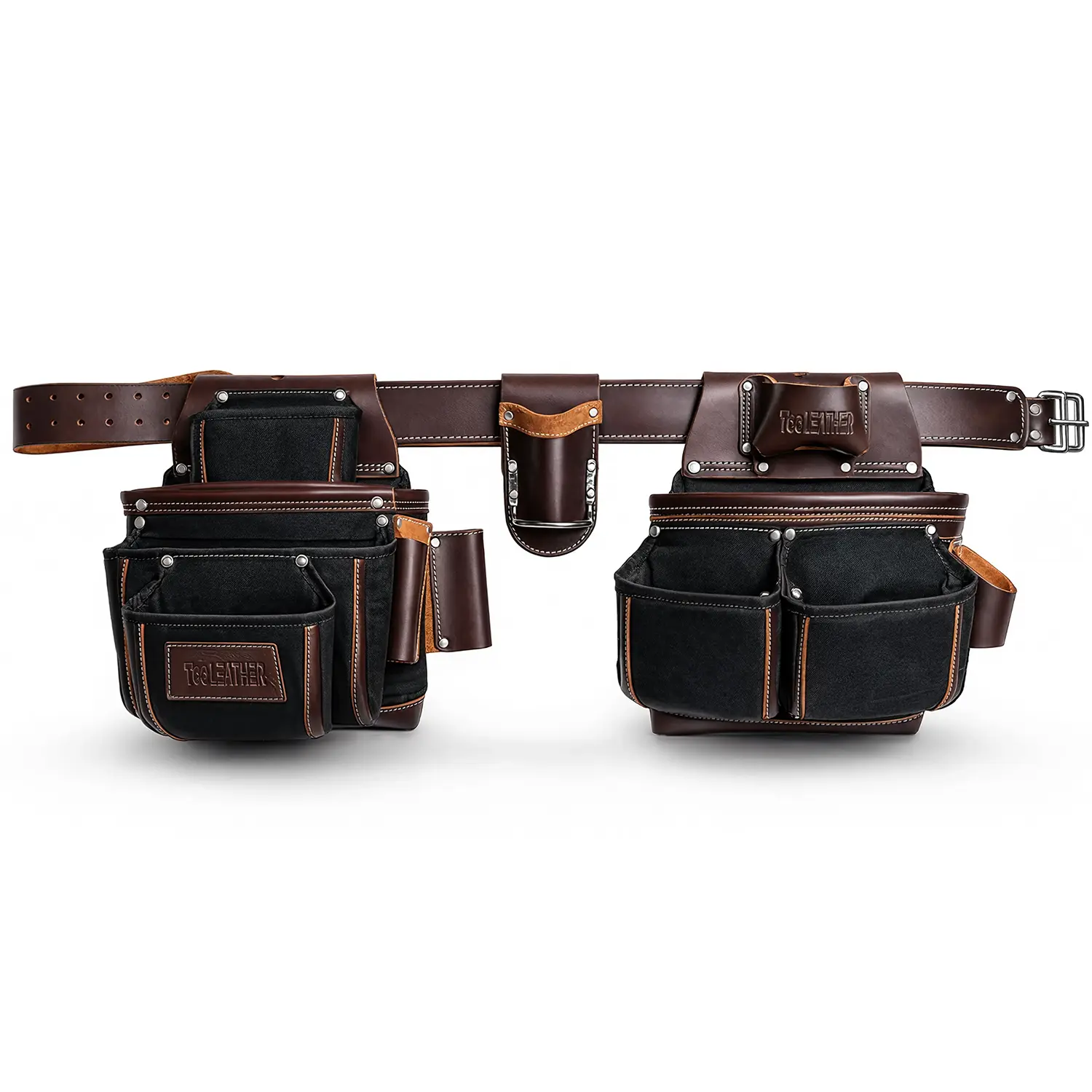 Leather Tool Belt for Men – Heavy Duty Carpenter Tool Belt with Multiple Pockets, Adjustable Construction Work Belt for Electricians, Framers, Builders & DIY Professionals (Green)
