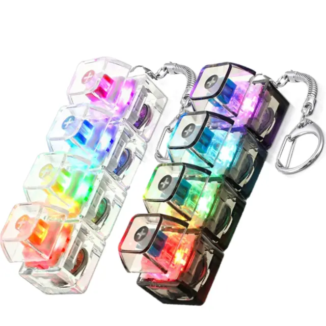Zinc Alloy Mini Keyboard Keychain Fidget Toy - Backlit Clip-On Pocket Stress Relief Item, Clicky Light-Up Press-Repeat Button for Adults, Ultra-Portable Bag Charm for School Favors, Press, Light, Click, Repeat, With Lights