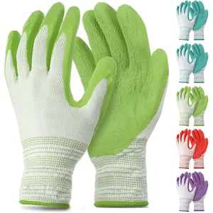 6 Pairs Gardening Gloves Bulk for Women Breathable Rubber Coated Yard Garden Gloves Ladies Outdoor Protective Work with Grip