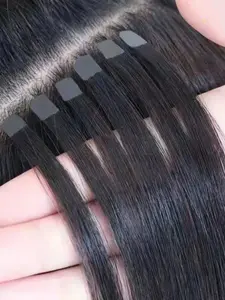 Real Human Hair Invisible Tape In Hair Extensions 3x0.8cm Invisible Tape 12-20 Inch Length Human Hair Machine -Remy Hair Straight Natural Hair Skin Weft Invisible Glue In Human Hairpiece Can Be Permed Or Dyed Colored DIY Double Weft Extensions