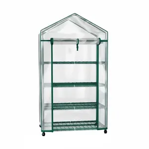 4 Tier Mini Greenhouse with Wheels, Portable Indoor Outdoor Greenhouse Cabinet with PVC Cover, Small Plant Greenhouse for Patio, Porch & Home Growing #MiniGreenhouse