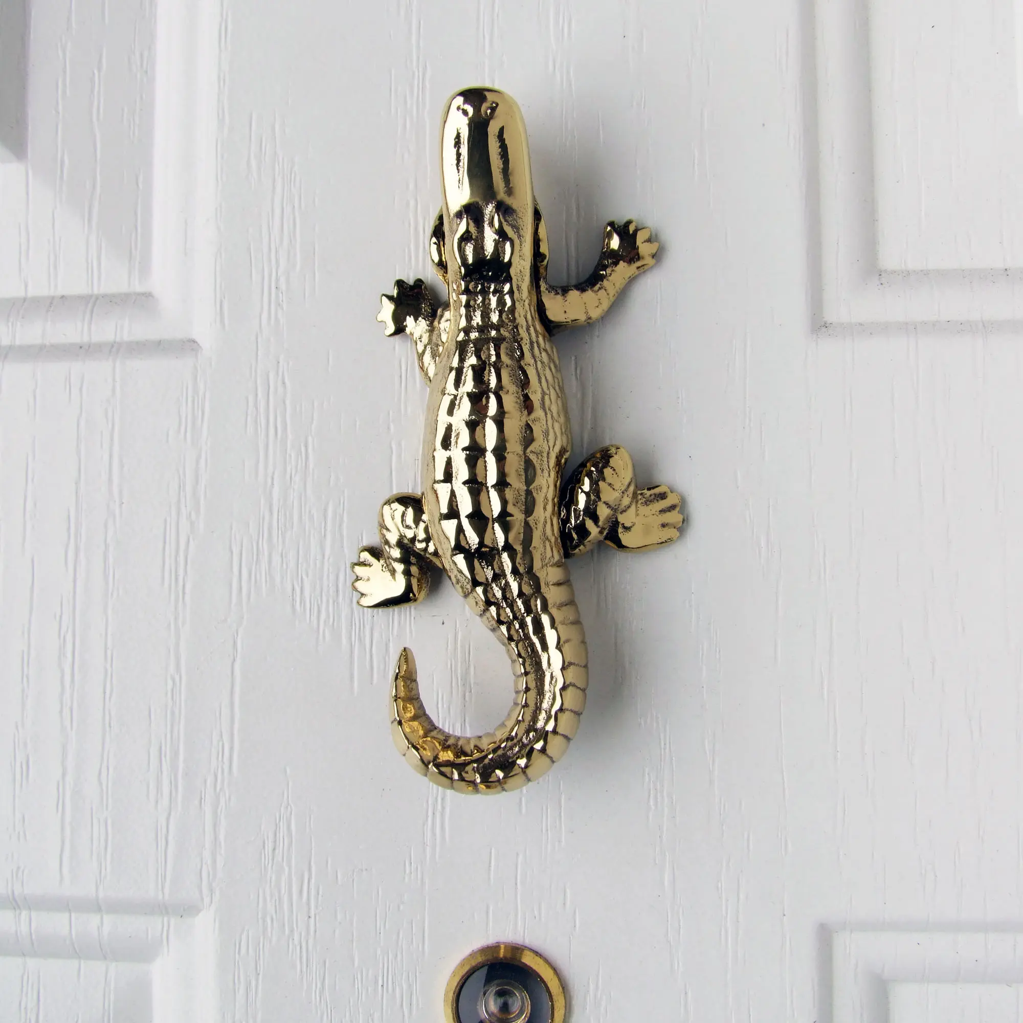 Alligator Door Knocker by Michael Healy - Handcrafted, Easy Install, Solid Cast Brass