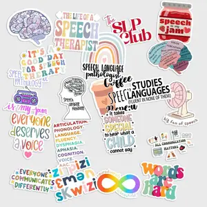 Sticker Pack 20 Speech Language Pathology Vinyl Sticker, Communication Therapy Decal for Laptop