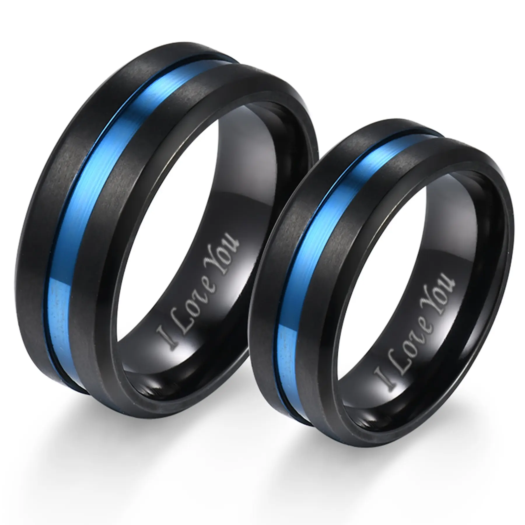OIDEA Engraved Phrase Titanium Couple Rings - Grooved Promise Bands for Him and Her, Valentine's Gift, Engraved Phrase Rings