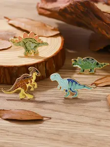 1/5pcs Cute Cartoon Dinosaur Enamel Lapel Pins Set, Alloy Metal Brooches, Brooch Pin Clip, Fashion Animal Shaped Badges Accessories for Clothing, Unisex Daily Wear, All Seasons
