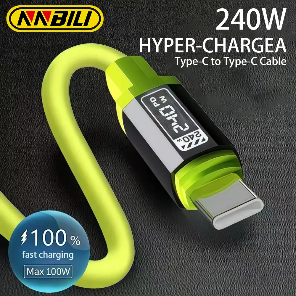 NNBILI 240W Super-Fast Charger with Type-C Cable, Type C Charging, Portable USB Charger for Laptops and Smartphones, High Speed Charger