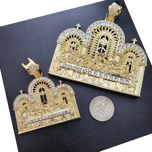 Jumbo / Large Size Jesus Last Supper Religious Hip Hop Charm Pendant Gold Plated Cubic Zirconia Bling Jewelry Accessory for Men's Casual Style