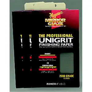 212 MAIN Meguiars S1525 Unigrit Finishing Paper - 1500-Grit, 25 Sheets, Even Surface, Fast Buffing (Unigrit Paper for Reptile & Amphibian Cleaning Tools)