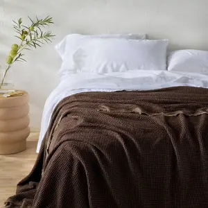 King Plus Textured Waffle Coverlet Dark Fig - Casaluna