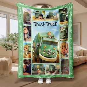 Super Soft Trash Truck Fleece Blanket for Kids, Cozy Warm Throw Blanket for Toddler Boys, Cute Garbage Truck Birthday Gifts for 2 3 4 5 Year Old Boy, Perfect for Bed Couch Car Seat & Travel