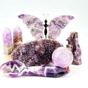 【SG Live】Natural Crystal Sphere Tower Carving Customize set For Home Decoration SG-02