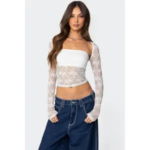 Addison Sheer Lace Two Piece Top
