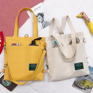 Canvas Tote Bag Backpack - Large Capacity Fashionable Crossbody Design with Multiple Compartments & Stylish Literary Print for School College Work