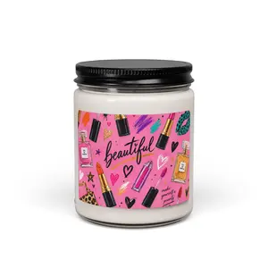 Beauty Makeup Pattern Candle | 9oz Scented Soy Candle