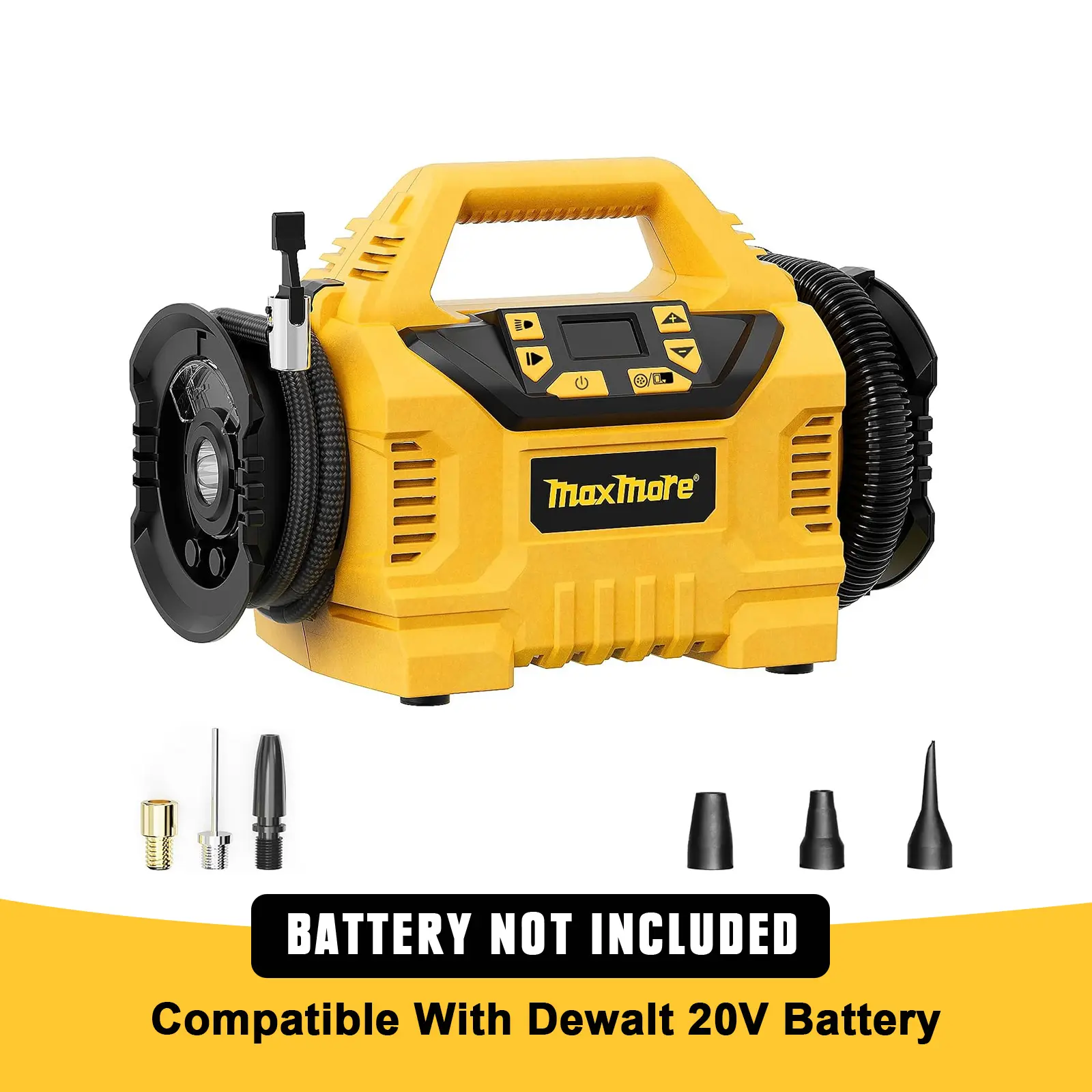 Cordless Tire Inflator Compatible with Dewalt 20V Battery(Tool Only), 160 PSI High Pressure Portable Air Compressor with Digital Gauge For Balls, Tires, Swim Toys